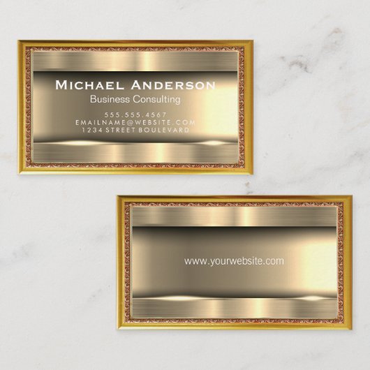 金属金ゴールド | ヴィンテージ金枠 名刺 (正面/裏面)