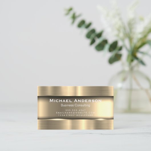 金属金ゴールド 名刺 (スタンド正面)