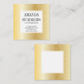 金属金ゴールド |幾何学的な放射状パターン スクエア名刺 (正面/裏面)