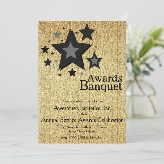 金属金ゴールド 招待状 (スタンド正面)