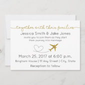 金属金ゴールド、旅行をテーマにした結婚式の招待 招待状 (正面)