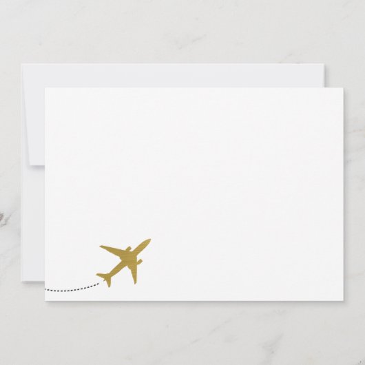 金属金ゴールド、旅行をテーマにした結婚式の招待 招待状 (裏面)