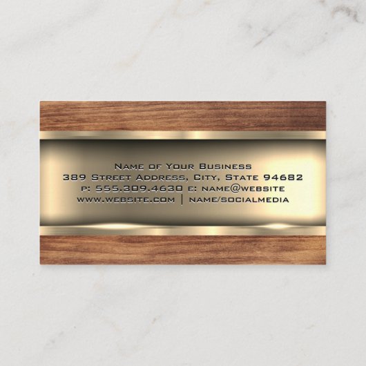 金属金ゴールド |木製トリム 名刺 (裏面)