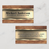 金属金ゴールド |木製トリム 名刺 (正面/裏面)