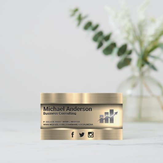 金属金ゴールド | 株価チャートのロゴ 名刺 (スタンド正面)