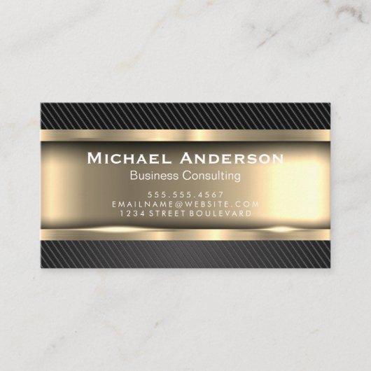 金属金ゴールド |炭素繊維 名刺 (正面)