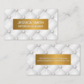 金属金ゴールド | 白い上張り革のパディング 名刺 (正面/裏面)