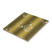 金属金ゴールド、白い渦巻きクリスマス タイル (側面)