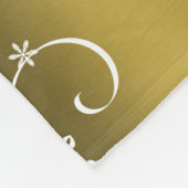 金属金ゴールド、白い渦巻きクリスマス フリースブランケット (角)