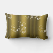 金属金ゴールド、白い渦巻きクリスマス ランバークッション (裏面)