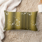 金属金ゴールド、白い渦巻きクリスマス ランバークッション (ブランケット)