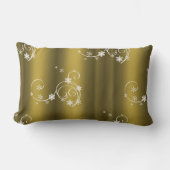 金属金ゴールド、白い渦巻きクリスマス ランバークッション (正面)