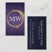 金属金ゴールド | 紫色の布のテクスチャ 名刺 (正面/裏面)