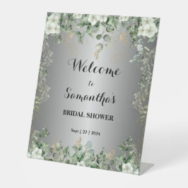 金属金ゴールド・緑植物台座標識 台座サイン