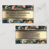 金属金ゴールド |美しい花 名刺 (正面/裏面)