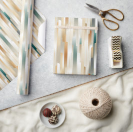 金属金ゴールド、銀およびバラ金ゴールドストライプデザイン ラッピングペーパー