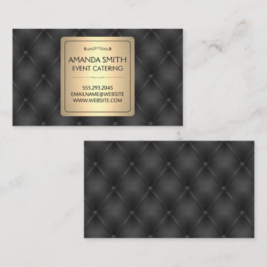 金属金ゴールド |革の表皮の背景 名刺 (正面/裏面)