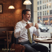 金属金ゴールド(黒い四角いパターンのネックタイ) ネクタイ