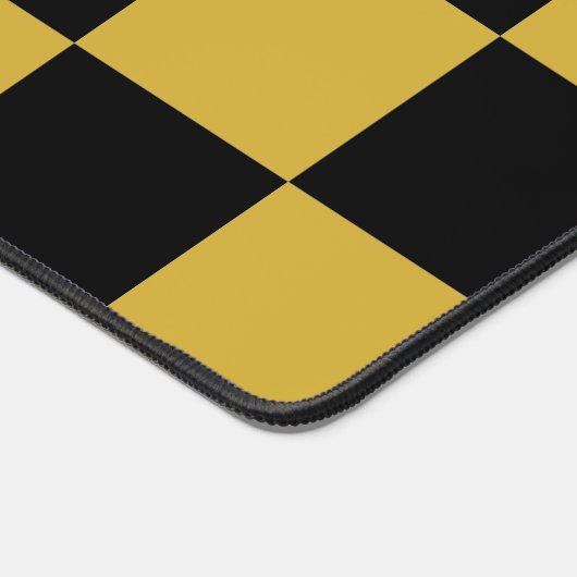 金属金ゴールド(黒い正方形のスタイルパターン) デスクマット (コーナー)