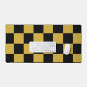 金属金ゴールド(黒い正方形のスタイルパターン) デスクマット (キーボード&マウス)