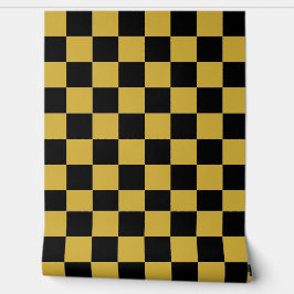 金属金ゴールド(黒い正方形のスタイルパターン) 壁紙