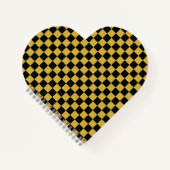 金属金ゴールド(黒い正方形のパターンハート) ノートブック (正面)