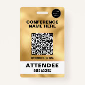 金属金フェイク箔QRコード会議イベント バッジ (正面)