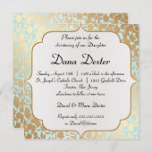 金属金水の花の洗礼の招待状 招待状 (正面/裏面)