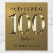 金属金箔100歳の誕生日 ワインラベル (シングルラベル)