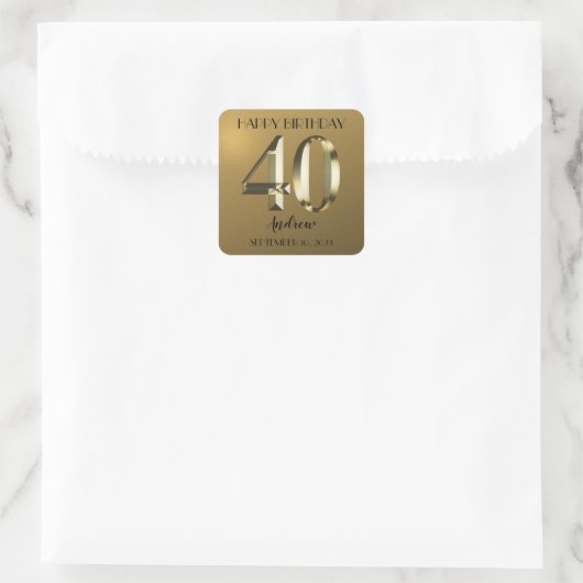 金属金箔40歳の誕生日 スクエアシール (バッグ)