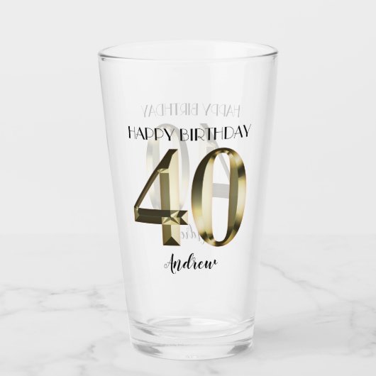 金属金箔40歳の誕生日 タンブラーグラス (正面)
