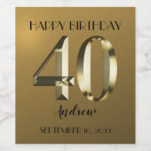 金属金箔40歳の誕生日 ワインラベル (シングルラベル)