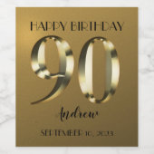 金属金箔90歳の誕生日 ワインラベル (シングルラベル)