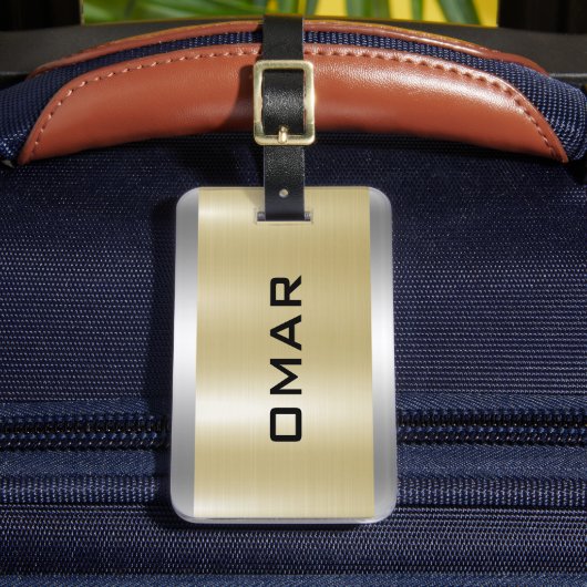 金属銀および金ゴールドカスタムブラック文字 ラゲッジタグ (正面インサイチュ2)