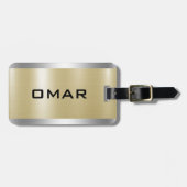 金属銀および金ゴールドカスタムブラック文字 ラゲッジタグ (正面横)