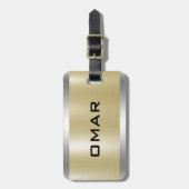 金属銀および金ゴールドカスタムブラック文字 ラゲッジタグ (正面縦)