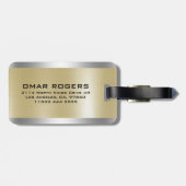 金属銀および金ゴールドカスタムブラック文字 ラゲッジタグ (裏面横)