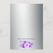金属銀と紫のローズブーケ結婚ス エンクロージャーカード (裏面)