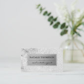 金属銀の斑模様 名刺 (スタンド正面)