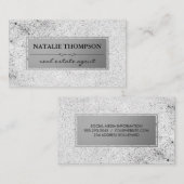 金属銀の斑模様 名刺 (正面/裏面)