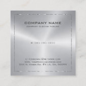 金属銀の輝きのイメージ縁ど スクエア名刺 (裏面)