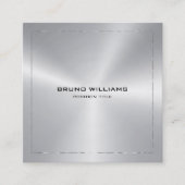 金属銀の輝きのイメージ縁ど スクエア名刺 (正面)