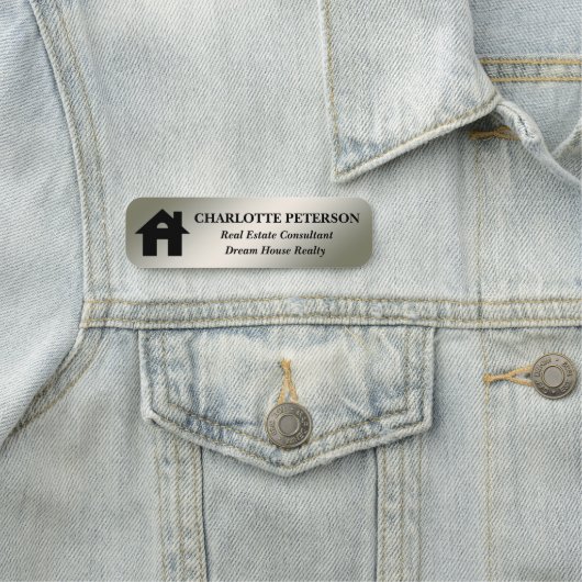 金属銀カスタム不動産仲介業者又は実在エテート 名札 (インサイチュ)