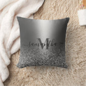 金属銀グリッター クッション (ブランケット)