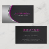 金属銀グレーおよび黒色炭素繊維 名刺 (正面/裏面)