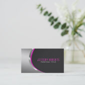 金属銀グレーおよび黒色炭素繊維 名刺 (スタンド正面)