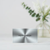 金属銀グレーステンレス鋼プリント 名刺 (スタンド正面)