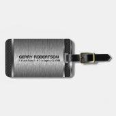 金属銀グレー幾何モダンデザイン ラゲッジタグ (正面横)