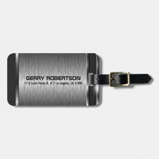 金属銀グレー幾何モダンデザイン ラゲッジタグ (正面横)