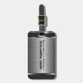 金属銀グレー幾何モダンデザイン ラゲッジタグ (正面縦)